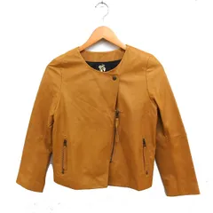 イネド INED レザー ノーカラー ジャケット アウター ライダース 無地 9 オレンジ /FT37のサムネイル