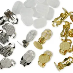 【在庫処分】シリコンカバー 付き 10ペア20個 アクセサリーパーツ 2色 シルバー ハンドメイド ゴールド 手芸 皿付き クリップ式 金具 パーツ 素材 イヤリング