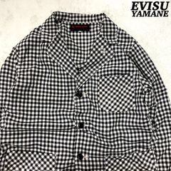 EVISU / YAMANE シカゴジャケット テーラードジャケット チェック 38サイズ ブラック × ホワイト 白 黒 ヤマネ エビス エヴィス