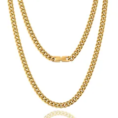 【在庫セール】男性 金属アレルギー対応 チョーカー k18金メッキ キューバンチェーン ヒップホップ サージカルステンレス ダンサー 5/7/9mm 喜平ネックレス B系 カットなし ストリート チェーンネックレス メンズ ギフト KRKC&CO