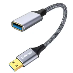 【在庫処分】USB USB 3.0 ケーブル A-Aタイプ 0.5M オスメス 5Gbps 高速データ転送 延長ケーブル USBケーブル 延長 高耐久ナイロン編み GHNTJAP 金メッキコネクタ USB延長コード