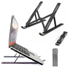 ノートパソコンスタンド PCスタンド 7段階調節可能 タブレットスタンド 折りたたみ式 アルミ合金 ラップトップスタンド パソコンスタンド 滑り止め 軽量 持ち運び便利 姿勢改善 PC/Mac/iPad/MacBookに対応 在宅ワーク 収納袋付き ブラッ 0