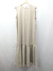 ◇ ⊂ YEVS イーブス 裾フレア ノースリーブ ロング ワンピース サイズフリー ベージュ系 レディース E  【1507030001131】