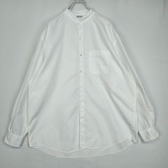 美品 90s BANANA REPUBLIC バナナリパブリック バンドカラーシャツ ホワイト無地 サイズL