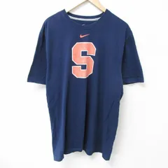 XL/古着 ナイキ NIKE 半袖 ブランド Tシャツ メンズ S 大きいサイズ コットン クルーネック 紺 ネイビー 25may15 中古