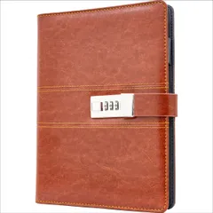 茶/ブラウン FUNKS 鍵付き ノート 鍵付きノート ダイヤルロック 日記帳 日記 システム手帳 A5 6穴 15mm 合成皮革 PUレザー (茶/ブラウン)