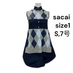 ◇サカイ sacai ワンピース 膝丈 ノースリーブ コットン ナイロン ネイビー 1、S、7号 レディース S5T393