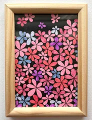 Flower1 オリジナルイラスト 手描き 水彩画 ペン画 ミニ額 原画