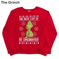 The Grinch グリンチ キャラクター プリント クリスマス オーバーサイズ 大きめサイズ メンズ レディース 赤 トレーナー スウェット XXLサイズ