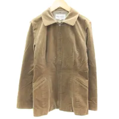 メルローズ MELROSE ステンカラージャケット ミドル丈 ジップアップ ベルベット 3 ライトブラウン 薄茶 /YM28のサムネイル