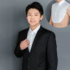 【1～3日以内に発送！】演出用衣装 コスプレアイテム 疑似 フェイク ホワイト Yシャツ 付け襟 メンズ用 ★スーツやリモートワークで大活躍！コスプレ衣装にももちろんご使用できます！