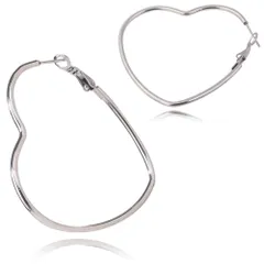 【ハートピアス 幅2.0mm 色：シルバー 1ペア】[Adelina Style] フープピアス 人気 大きめ リングピアス レディース シンプル サージカルステンレス 金属アレルギー対応 男女 両耳 プレゼント