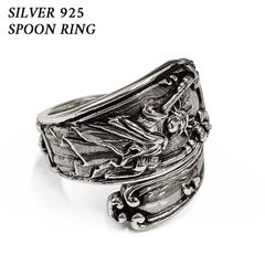 シルバー 925 スプーンリング  Spoon Ring  ラップリング 指輪  自由の女神  サイズ：14号 16号 18号 20号  シルバーアクセサリー  オープンラップ  メンズ  レディース  【新品】