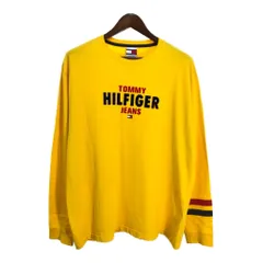 00年代 TOMMY JEANS トミージーンズ 長袖Ｔシャツ フロッキープリント イエロー (メンズ L) 中古 古着 T4875