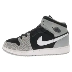 NIKE (ナイキ) AIR JORDAN 1 MID SE GS ELEPHANT TOE エア ジョーダン 1 ミッドカットスニーカー ブラック/グレー US6.5/24.5cm DM6216-016