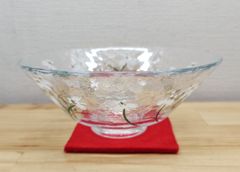 【逢絢亭・新品】茶道具 茶碗 平茶碗 義山 鷺草の図 工芸ガラス 超耐熱ガラス 東太武朗 紙箱入り