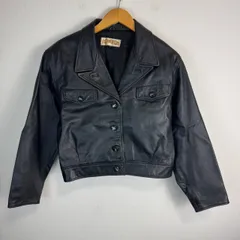 90s vintage ヴィンテージ I・K・S レザージャケット 革ジャン レディース フリーサイズ ブラック 古着 ストリート アメカジ ショート丈　短丈