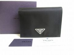 プラダ PRADA ナイロン レザー 2つ折り 財布 コンパクト財布 メンズ レディース 【未使用保管品】