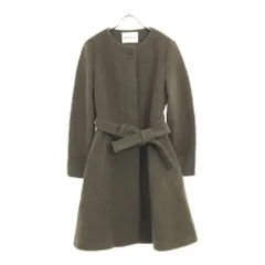 バナーバレット ノーカラーコート オリーブ Banner Barrett ウエストベルト付き レディース