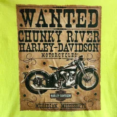 HARLEY DAVIDSON ハーレーダビッドソン WANTED ノースリーブTシャツ CHUNKY RIVER 両面プリント バイク 胸ポケット付き 蛍光色 黄色 イエロー Lサイズ No.Y970