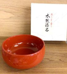 未使用】木曽漆器 9寸 くり貫き 内朱 こね鉢/捏ね鉢 そば打ち/うどん