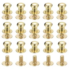uxcell スタッドリベットネジバック ボールヘッド 6 mm 丸頭 ボタンニップルリベット DIY レザー 工芸品 ハンドバッグ ベルト用 ライトゴールド 15個