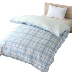 【迅速発送】メリーナイト 掛け布団カバー 「チェック」 ブルー シングルロング 約150×210cm 綿100% 吸湿性 通気性 天然素材 心地よい肌触り オールシーズン 洗える CT12116-76