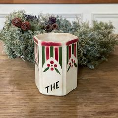フランスアンティーク 　キャニスター  オクトゴナル  クリスマスモチーフ　THE【716】