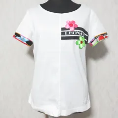 【美品✨】 レオナール　半袖　シャツ　ポロシャツ　総柄　トリム　大きいサイズ　L レオナール 半袖 シャツ ポロシャツ 花柄 トリム 大きいサイズ