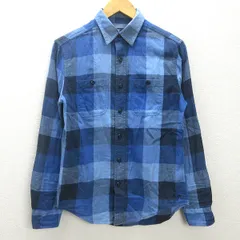 D■アメリカンイーグル/AMERICAN EAGLE チェック柄 長袖シャツ■青紺【XS/TP】MENS/140【中古】■