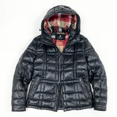 36d8 BLACK LABEL CRESTBRIDGE ブラックレーベル クレストブリッジ ダウンジャケット フード付き ジップアップ 袖ロゴワッペン L ブラック