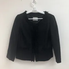 【THEORIA】セオリア　黒系　ノーカラージャケット　ブルゾン　フォーマル　無地　シンプル