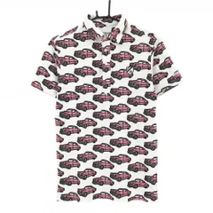 ★特価★ジャックバニー 半袖ポロシャツ 白×ピンク 車総柄 胸ワッペン メンズ 4(M) ゴルフウェア Jack Bunny
