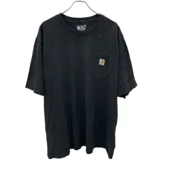 carhartt 半袖 ロゴTシャツ 2XL ブラック プルオーバー ポケット付き ストリート カーハート 古着卸 アメリカ仕入 a705-5497