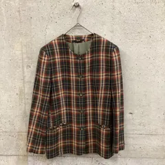 DAKS ダックス　タータンチェック　ノーカラージャケット　ウール