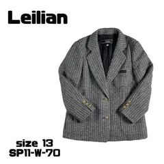 Leilian ツイードジャケット 13号 グレー 送料無料 古着