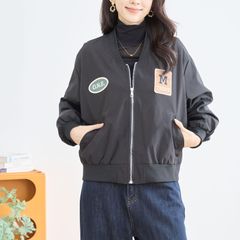 [TRUBE]【M〜L】ワッペンデザインファスナーブルゾン(ブラック)
