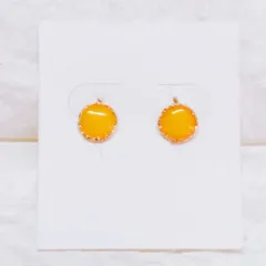 No.412　シンプル　黄色の小さいピアス　デザイン丸カン　キラキラで　イヤリング