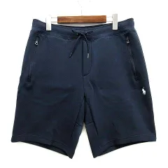 ポロ ラルフローレン POLO RALPH LAUREN ダブルニット スウェット ショートパンツ ハーフパンツ ワンポイント ネイビー 紺 M