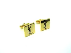 ■美品■ YVESSAINTLAURENT イヴサンローラン カフリンクス カフスボタン アクセサリー  ゴールド系 DH2888 冠婚葬祭 結婚式 葬式