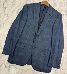 【しんちゃん様専用】Brioni ブリオーニ シルク×カシミヤ  テーラードジャケット チェック柄 ネイビー ブルー 46 S サイズ PAWNSHOPRiZ  パウンショップリズ