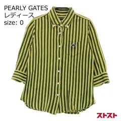 PEARLY GATES パーリーゲイツ 五分袖シャツ ストライプ柄 イエロー系 0 [240101135369]#