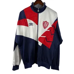 90s UMBRO トラックジャケット ロゴ刺繍 イングランドカラー レッド × ホワイト × ネイビー XLサイズ ヴィンテージ