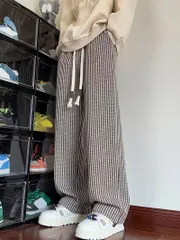 メンズ ヘビーウェイト パンツ 厚手 ストレート ドローストリング付き 秋冬 ゆったりフィット アーバンストリートボトムス