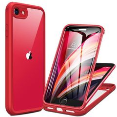 レッド Miracase iPhone SE 第3世代 用 ケース SE3 SE2 第2世代 iPhone 8用スマホケース iPhonese カバー 4.7インチ 9H強化両面ガラス フルカバー ワイヤレス充電対応 (レッド)