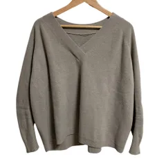 美品 Deuxieme Classe ドゥーズィエムクラス ウールカシミヤ ミドルゲージVネックプルオーバーニット グレージュ レディース 古着 中古 USED