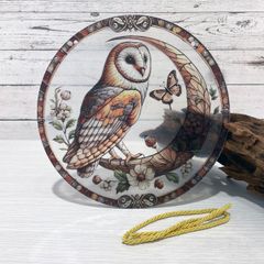 【メンフクロウ】サンキャッチャー風アクリルオーナメント｜吊り下げ式ステンドグラス風インテリア／窓・壁装飾◎