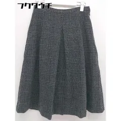 ◇ COMME CA DU MODE コムサデモード 千鳥格子 膝下丈 ボックスプリーツ スカート サイズ11 グレーブラック レディース  【1107120017648】