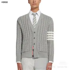極美品！メンズTHOM BROWNE ストライプ カーディガン グレー 中古・古着通販】Thom Browne (トムブラウン) 4BAR ストライプ
