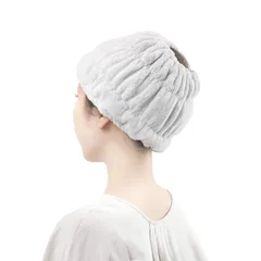東和産業 ヘアドライタオル ヘアターバン Qsui ヘアバンド グレー 約20×17cm 34149 洗顔 吸水 速乾 幅広 お風呂上がり ふわもこ ヘアドライキャップ マイクロファイバー
